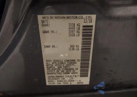 2019 Nissan Altima 2.5 S from USA, damaged, VIN 1N4BL4BW6KC164787